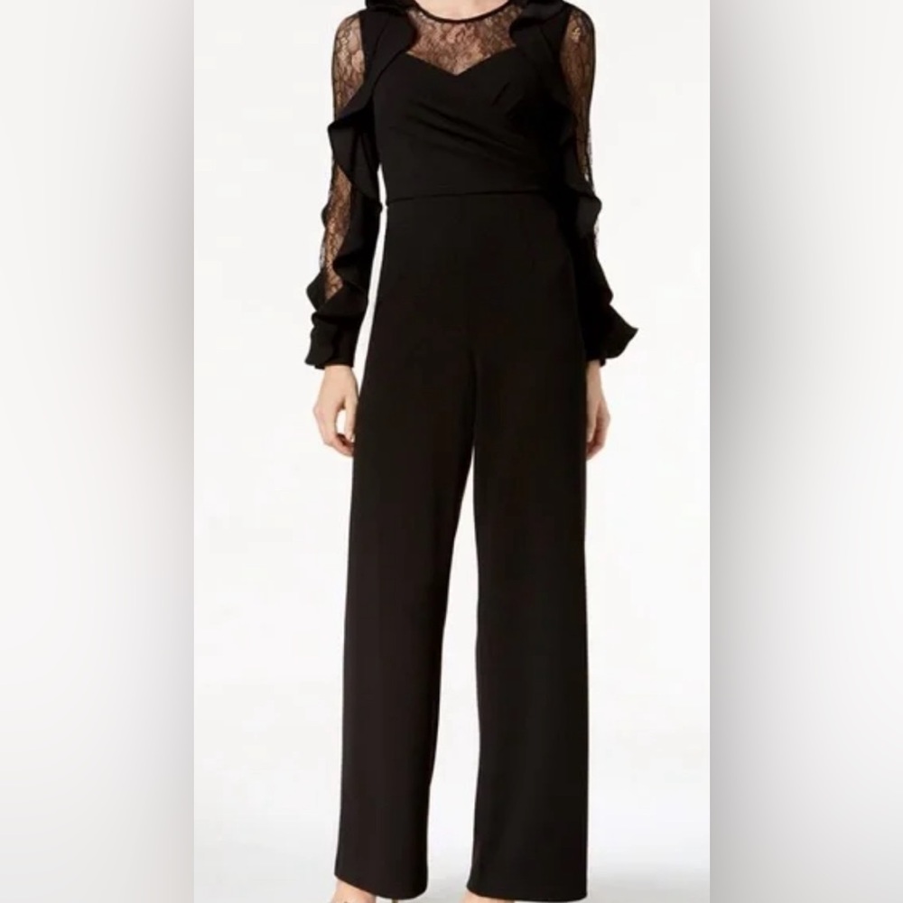 Adrianna Papell black ruffle jumpsuit